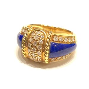 K18 18金 ラピスラズリ ダイヤ 0.5ct リング